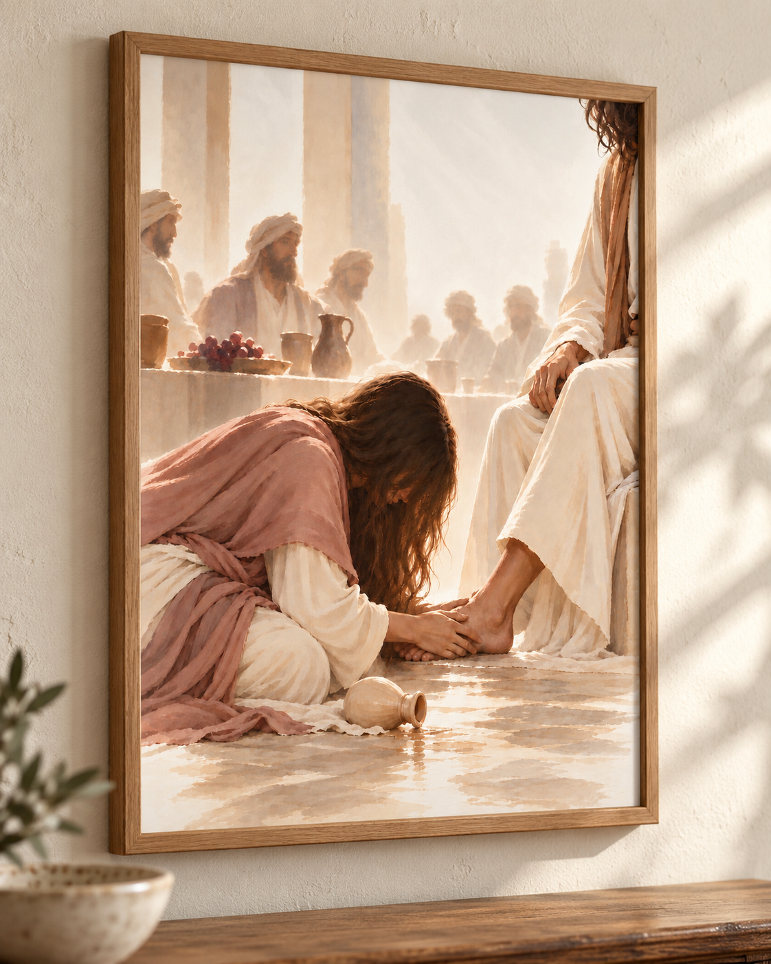 At His Feet — Luke 7:38 Christian Wall Art
