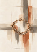 Crown of Thorns Christian wall art inspired by Matthew 27:29 in beige, terracotta and neutral tones by FIDAEM