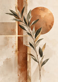 Modern Christian wall art with olive branch in terracotta, ivory and gold tones – FIDAEM